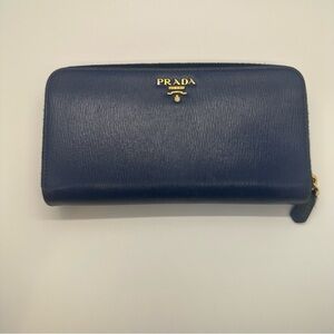 Prada | Vitello Move Saffiano Leather Gold Hardware Long Continental Wallet